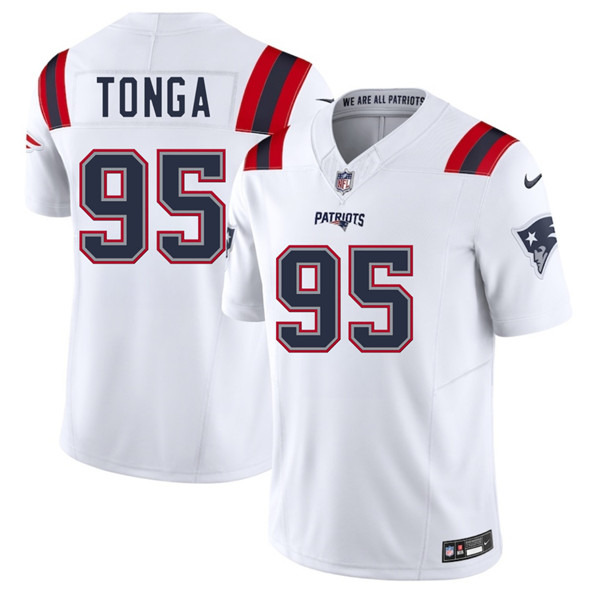 New England Patriots #95 Khyiris Tonga White 2025 F.U.S.E. Vapor Limited Football Stitched Jersey