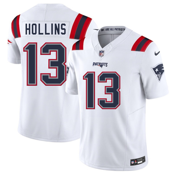New England Patriots #13 Mack Hollins White 2025 F.U.S.E. Vapor Limited Football Stitched Jersey