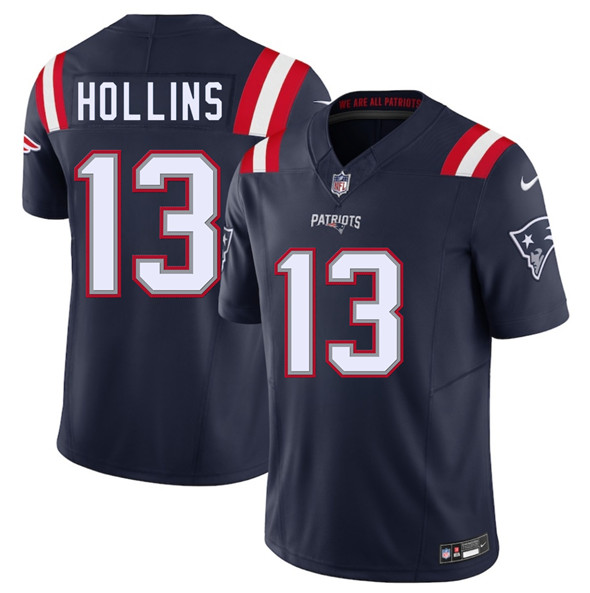 New England Patriots #13 Mack Hollins Navy 2025 F.U.S.E. Vapor Limited Football Stitched Jersey