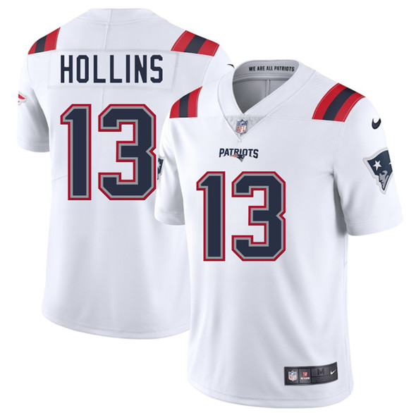 New England Patriots #13 Mack Hollins White 2025 Vapor Limited Football Stitched Jersey