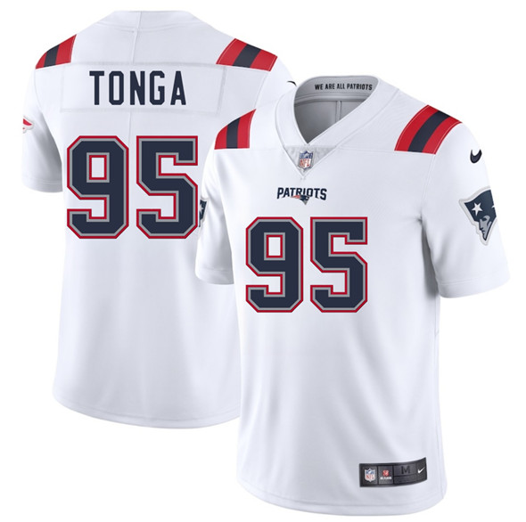 New England Patriots #95 Khyiris Tonga White 2025 Vapor Limited Football Stitched Jersey