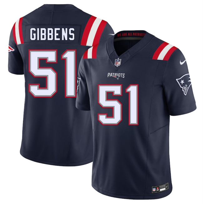 New England Patriots #51 Jack Gibbens Navy 2025 F.U.S.E. Vapor Limited Football Stitched Jersey