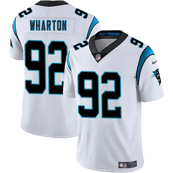Carolina Panthers #92 Tershawn Wharton White 2025 Vapor Limited Football Stitched Jersey