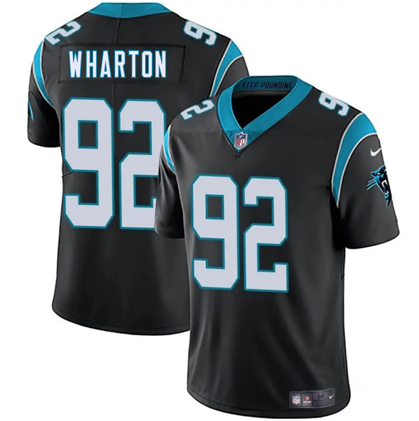Carolina Panthers #92 Tershawn Wharton Black 2025 Vapor Limited Football Stitched Jersey