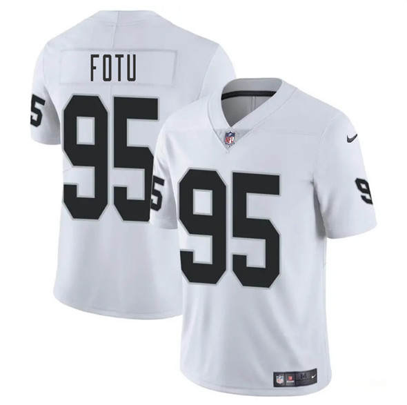 Las Vegas Raiders #95 Leki Fotu White 2025 Vapor Football Stitched Jersey