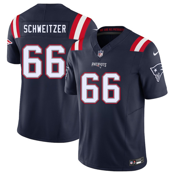 New England Patriots #66 Wes Schweitzer Navy 2025 F.U.S.E. Vapor Limited Football Stitched Jersey