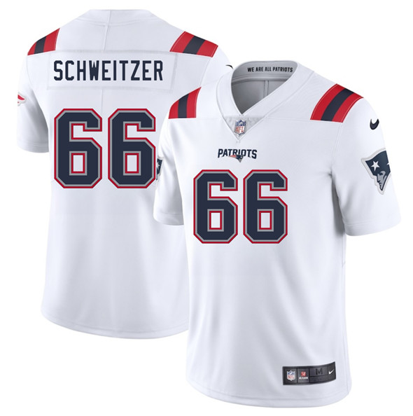 New England Patriots #66 Wes Schweitzer White 2025 Vapor Limited Football Stitched Jersey