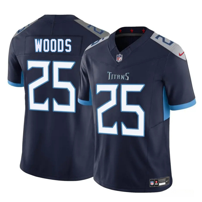 Tennessee Titans #25 Xavier Woods Navy 2025 F.U.S.E. Vapor Limited Football Stitched Jersey