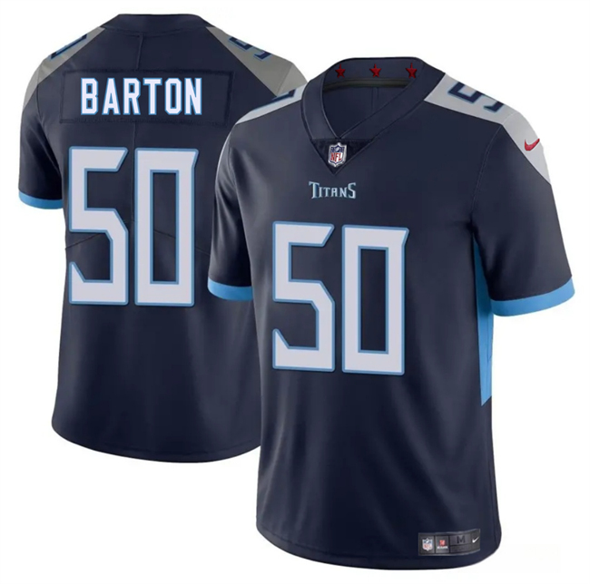 Tennessee Titans #50 Cody Barton Navy 2025 Vapor Limited Football Stitched Jersey