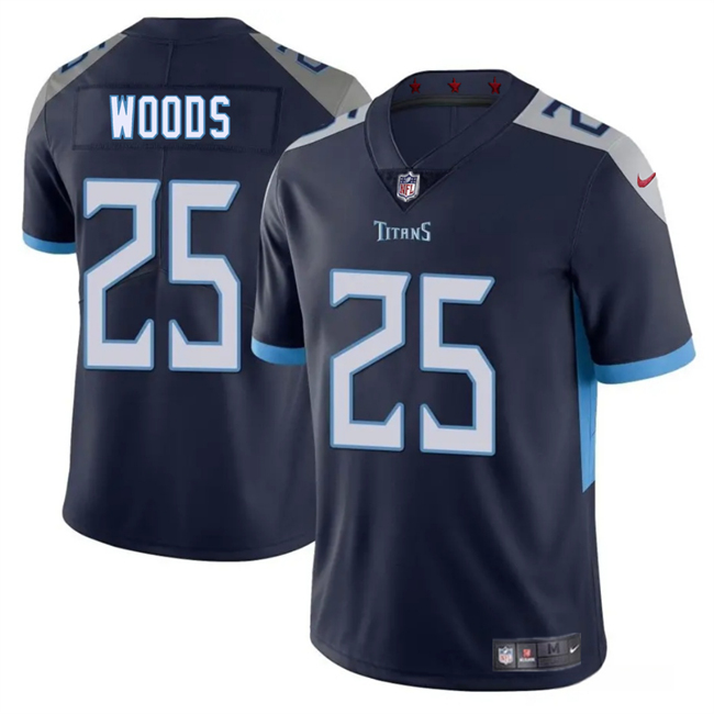 Tennessee Titans #25 Xavier Woods Navy 2025 Vapor Untouchable Football Stitched Jersey