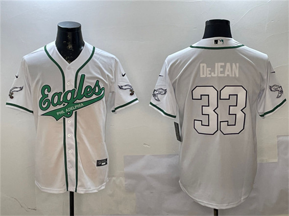 Philadelphia Eagles #33 Cooper DeJean White Cool Base Stitched Baseball Jersey