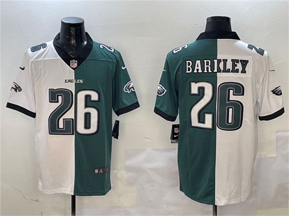 Philadelphia Eagles #26 Saquon Barkley White & Green Split Vapor Untouchable Limited Football Stitched Jersey