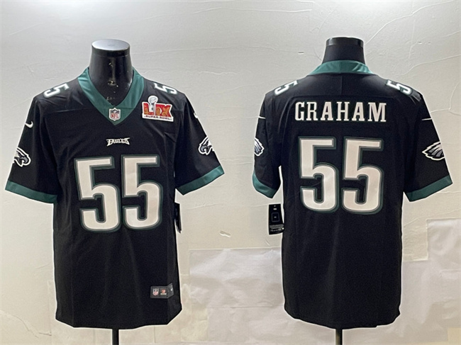 Philadelphia Eagles #55 Brandon Graham Black 2025 Super Bowl LIX Patch Vapor Untouchable Limited Football Stitched Jersey