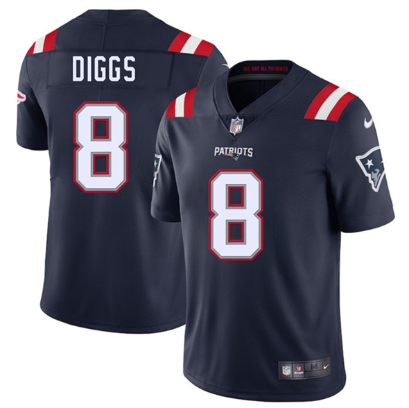 New England Patriots #8 Stefon Diggs Navy 2025 Vapor Limited Football Stitched Jersey