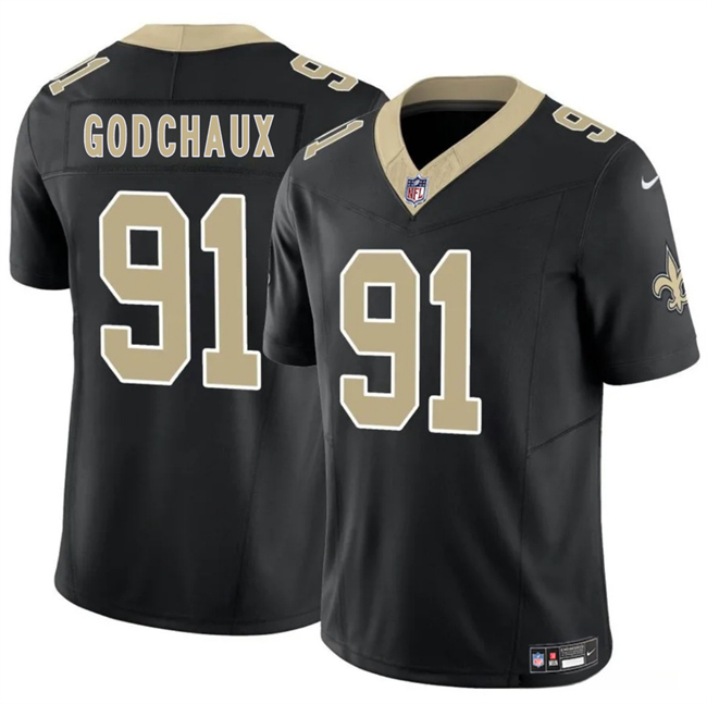 New Orleans Saints #91 Davon Godchaux Black F.U.S.E. Vapor Limited Football Stitched Jersey