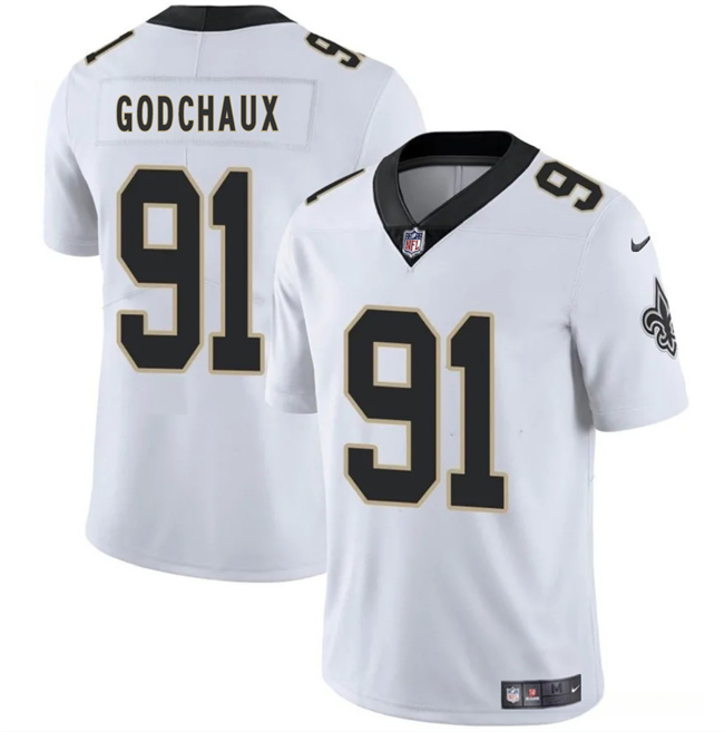 New Orleans Saints #91 Davon Godchaux White 2025 Vapor Limited Football Stitched Jersey