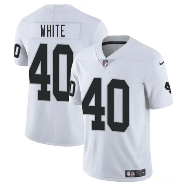 Las Vegas Raiders #40 Devin White White 2025 Vapor Football Stitched Jersey
