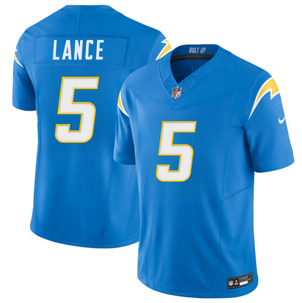 Los Angeles Chargers #5 Trey Lance Blue 2025 F.U.S.E. Vapor Limited Football Stitched Jersey Los Angeles Chargers #5 Trey Lance Blue 2025 F.U.S.E. Vapor Limited Football Stitched Jersey