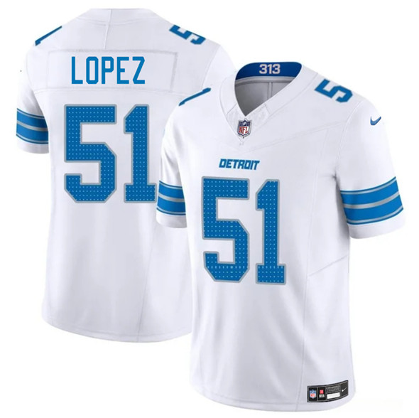 Detroit Lions #51 Roy Lopez White 2025 F.U.S.E. Vapor Limited Football Stitched Jersey