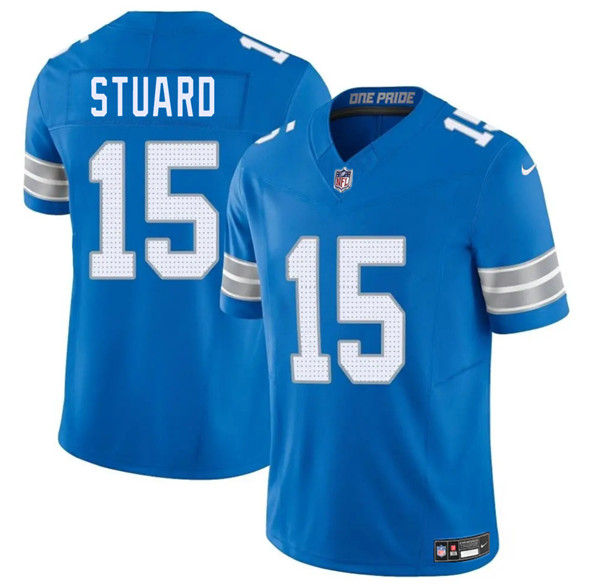 Detroit Lions #15 Grant Stuard Blue 2025 F.U.S.E. Vapor Limited Football Stitched Jersey