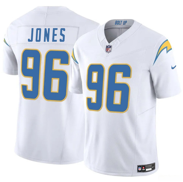 Los Angeles Chargers #96 Naquan Jones White 2025 F.U.S.E. Vapor Limited Football Stitched Jersey Los Angeles Chargers #96 Naquan Jones White 2025 F.U.S.E. Vapor Limited Football Stitched Jersey