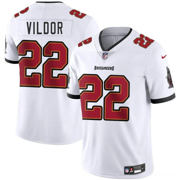 Tampa Bay Buccaneers #22 Kindle Vildor White 2025 Vapor Limited Football Stitched Jersey