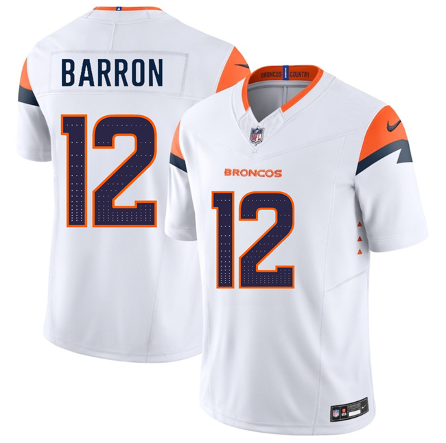 Denver Broncos #12 Jahdae Barron White 2025 Draft F.U.S.E. Vapor Limited Football Stitched Jersey Denver Broncos #12 Jahdae Barron White 2025 Draft F.U.S.E. Vapor Limited Football Stitched Jersey