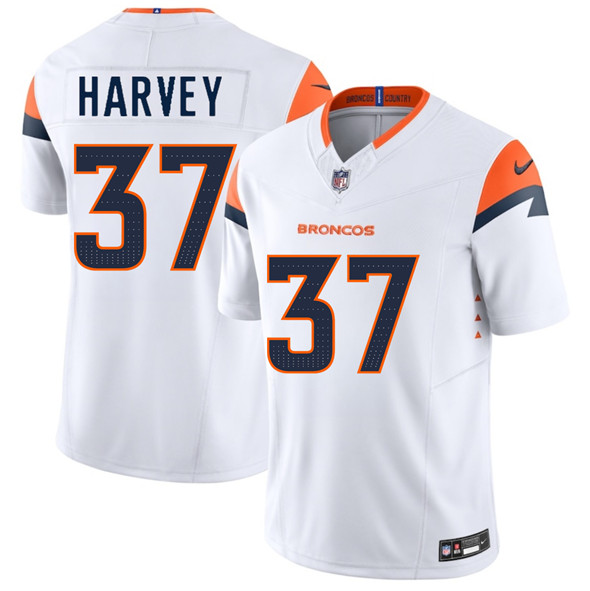 Denver Broncos #37 RJ Harvey White 2025 Draft F.U.S.E. Vapor Limited Football Stitched Jersey