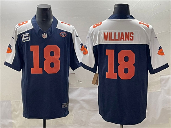Chicago Bears #18 Caleb Williams Navy White F.U.S.E. With 1-star C Patch And No. 51 Patch Throwback Football Stitched Jersey Chicago Bears #18 Caleb Williams Navy White F.U.S.E. With 1-star C Patch And No. 51 Patch Throwback Football Stitched Jersey