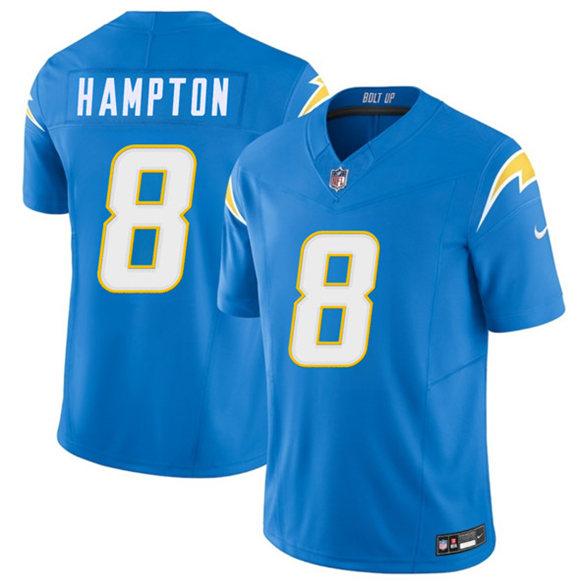 Los Angeles Chargers #8 Omarion Hampton Blue 2025 F.U.S.E. Vapor Limited Football Stitched Jersey Los Angeles Chargers #8 Omarion Hampton Blue 2025 F.U.S.E. Vapor Limited Football Stitched Jersey