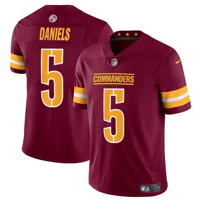 Washington Commanders #5 Jayden Daniels Burgundy 2024 Draft Vapor Limited Football Stitched Jersey Washington Commanders #5 Jayden Daniels Burgundy 2024 Draft Vapor Limited Football Stitched Jersey