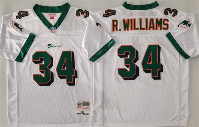 Miami Dolphins #34 Ricky Williams White Throwback Stitched Football Jersey Miami Dolphins #34 Ricky Williams White Throwback Stitched Football Jersey