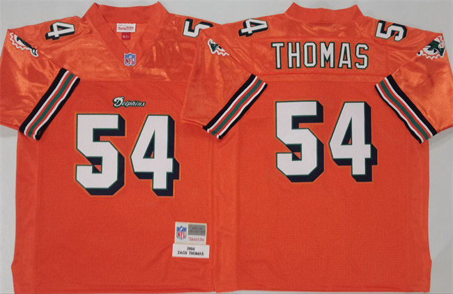 Miami Dolphins #54 Zach Thomas Orange Throwback Stitched Football Jersey Miami Dolphins #54 Zach Thomas Orange Throwback Stitched Football Jersey