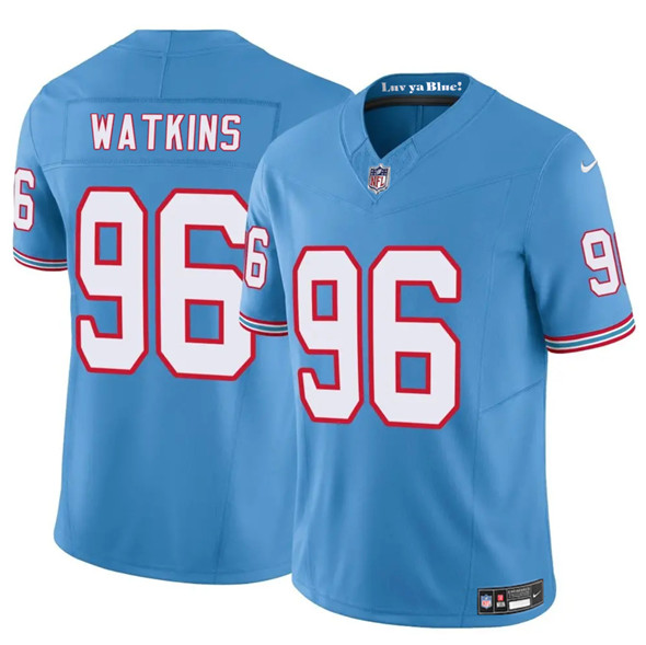 Tennessee Titans #96 Carlos Watkins Blue 2025 F.U.S.E. Throwback Vapor Limited Football Stitched Jersey