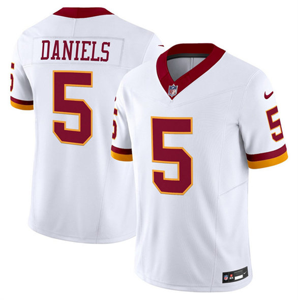 Washington Commanders #5 Jayden Daniels White 2025 F.U.S.E. Throwback Vapor Limited Football Stitched Jersey Washington Commanders #5 Jayden Daniels White 2025 F.U.S.E. Throwback Vapor Limited Football Stitched Jersey