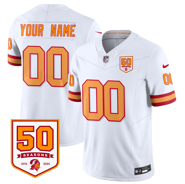 Tampa Bay Buccaneers Active Player Custom White 2025 F.U.S.E. 50th Anniversary Patch Vapor Limited Football Stitched Jersey