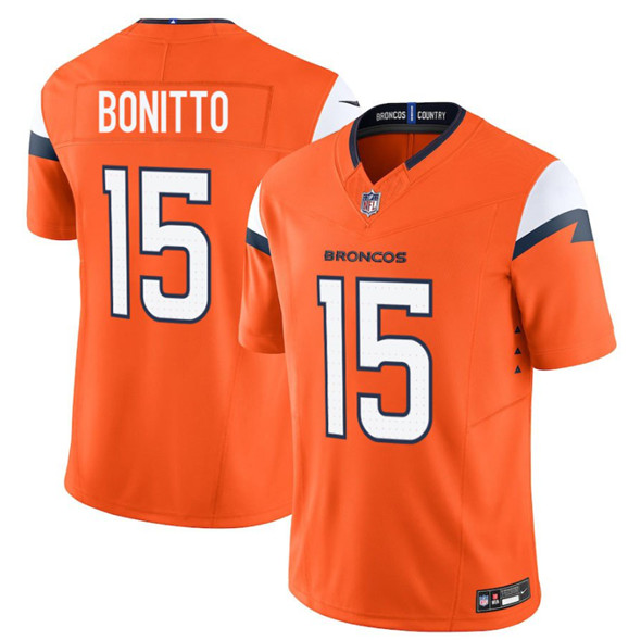 Denver Broncos #15 Nik Bonitto Orange 2025 Draft F.U.S.E. Vapor Limited Football Stitched Jersey Denver Broncos #15 Nik Bonitto Orange 2025 Draft F.U.S.E. Vapor Limited Football Stitched Jersey