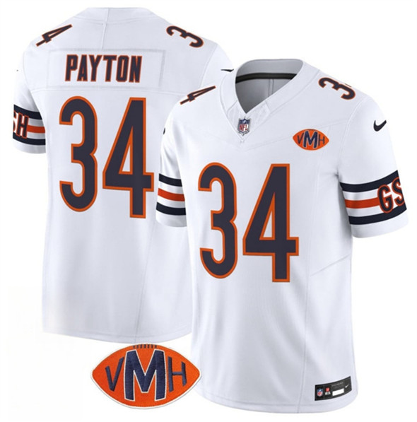 Chicago Bears #34 Walter Payton White 2025 F.U.S.E. With VMH Patch Vapor Untouchable Limited Football Stitched Jersey Chicago Bears #34 Walter Payton White 2025 F.U.S.E. With VMH Patch Vapor Untouchable Limited Football Stitched Jersey