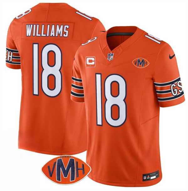 Chicago Bears #18 Caleb Williams Orange 2025 F.U.S.E. With 1-Star C Patch And VMH Patch Vapor Untouchable Limited Football Stitched Jersey Chicago Bears #18 Caleb Williams Orange 2025 F.U.S.E. With 1-Star C Patch And VMH Patch Vapor Untouchable Limited Football Stitched Jersey