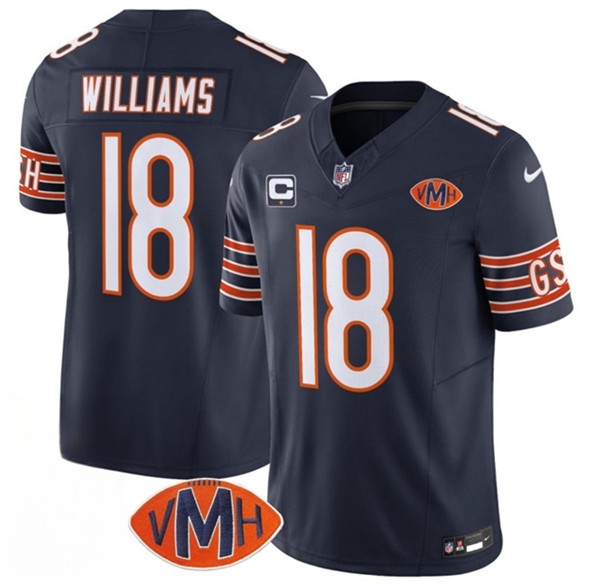 Chicago Bears #18 Caleb Williams Navy 2025 F.U.S.E. With 1-Star C Patch And VMH Patch Vapor Untouchable Limited Football Stitched Jersey Chicago Bears #18 Caleb Williams Navy 2025 F.U.S.E. With 1-Star C Patch And VMH Patch Vapor Untouchable Limited Football Stitched Jersey