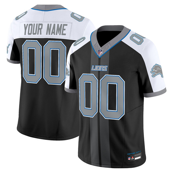 Detroit Lions Customized Black Alternate 2025 F.U.S.E. 'Motor City Racing Edition' Vapor Limited Stitched Jersey Detroit Lions Customized Black Alternate 2025 F.U.S.E. 'Motor City Racing Edition' Vapor Limited Stitched Jersey