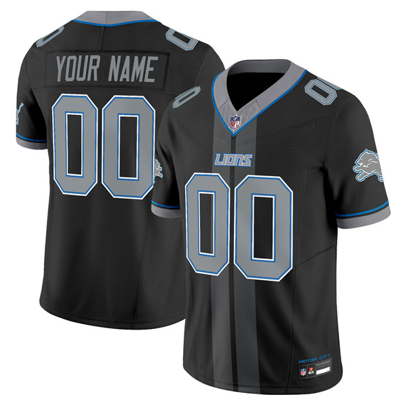 Detroit Lions Customized Black 2025 F.U.S.E. 'Motor City Racing Edition' Vapor Limited Stitched Jersey Detroit Lions Customized Black 2025 F.U.S.E. 'Motor City Racing Edition' Vapor Limited Stitched Jersey