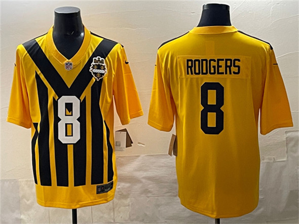 Pittsburgh Steelers #8 Aaron Rodgers Gold 1933 Throwback Alternate Football Stitched Game Jersey