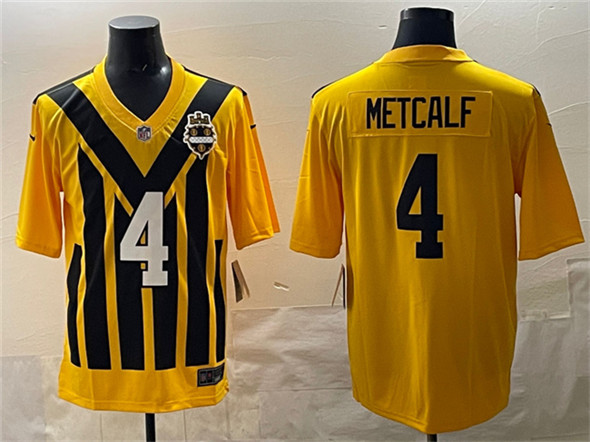 Pittsburgh Steelers #4 DK Metcalf Gold 1933 Throwback Alternate Football Stitched Game Jersey