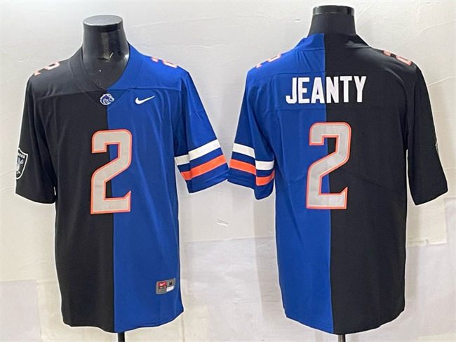 Las Vegas Raiders X Broncos #2 Ashton Jeanty Black Blue Split Limited Football Stitched Jersey