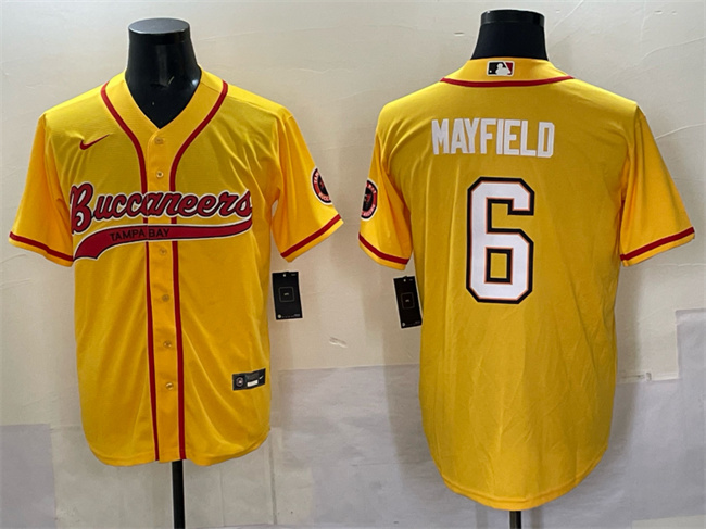 Tampa Bay Buccaneers #6 Baker Mayfield Gold Cool Base Stitched Baseball Jersey