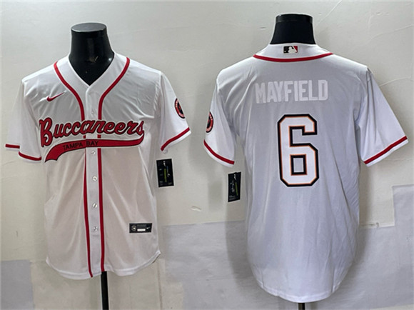 Tampa Bay Buccaneers #6 Baker Mayfield White Cool Base Stitched Baseball Jersey
