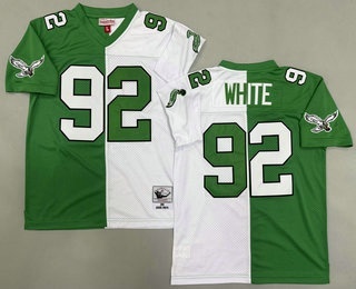 Philadelphia Eagles #92 Reggie White Green White Split 1990 Throwback Jersey