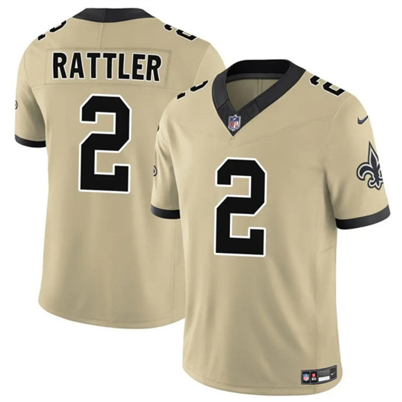 New Orleans Saints #2 Spencer Rattler Gold 2025 F.U.S.E. Alternate Vapor Limited Football Stitched Jersey