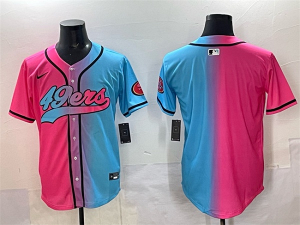 San Francisco 49ers Blank Pink Blue Limited Stitched Baseball Jersey